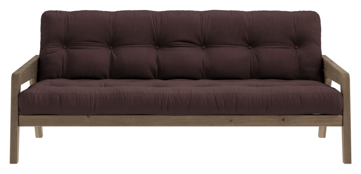 Grab Sofa bed, Brown lacquered pine, Brown