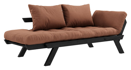 Bebop Sofa bed, Black lacquered, Pine/Clay brown