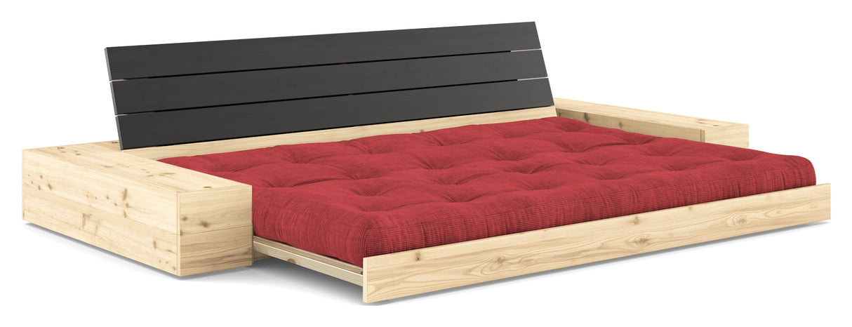 Base Sofa bed with Sideboxes, Ruby Red/black