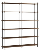 Shelving System, 2 bays, 12 shelves, H:200, Smoked Oak/Black