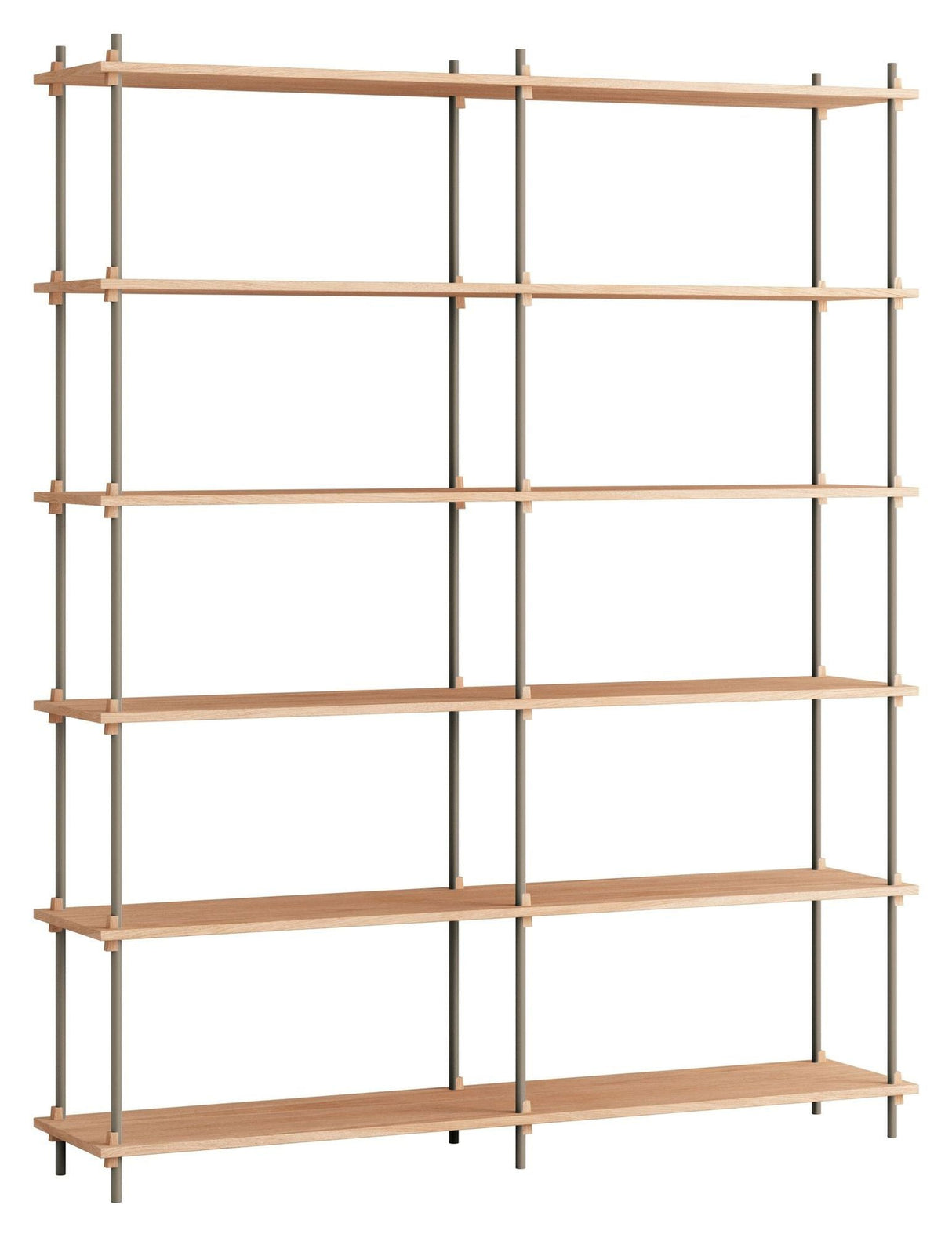 Shelving System, 2 bays, 12 shelves, H:200, Oak/Gray