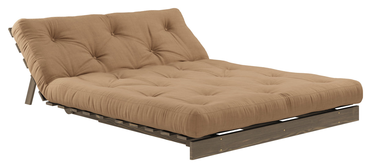 Roots 140 Sofa bed, Brown lacquered pine, Mocca