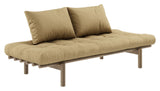 Pace Daybed Sofa bed, Brown lacquered pine, Wheat Beige