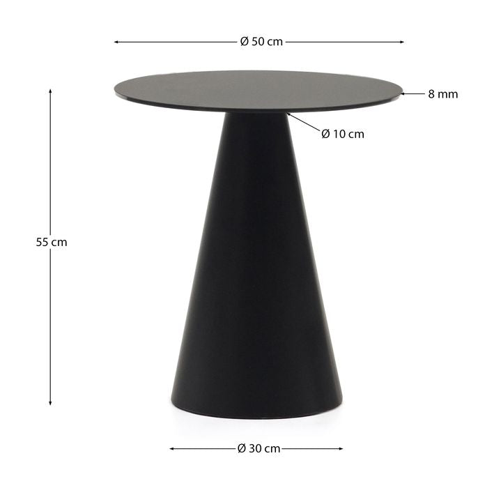 Wilshire Side table, Tempered glass, Matte black, Ø50