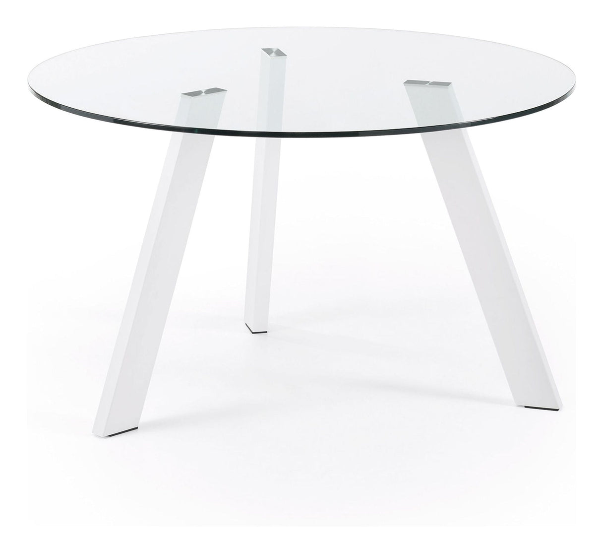 CARIB Dining table, White, Tempered glass, Ø130