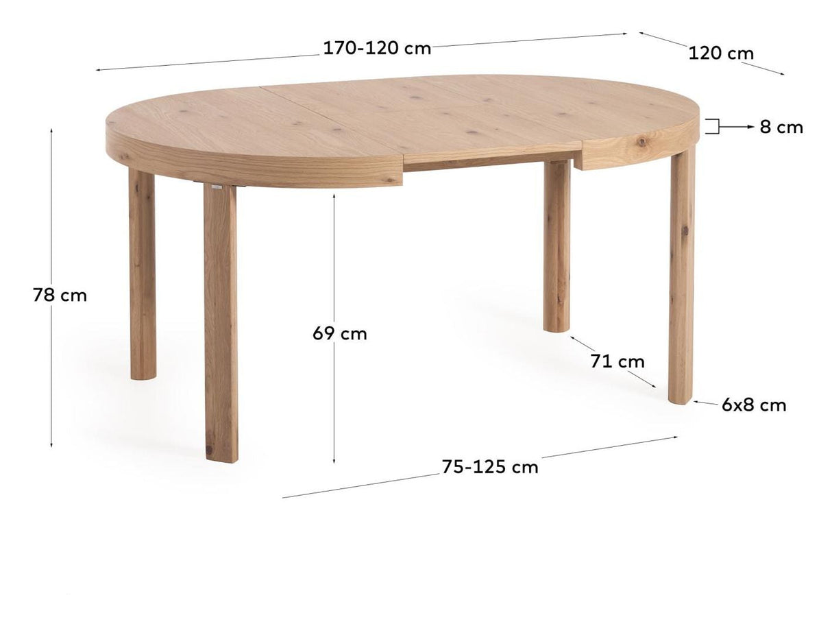 Colleen Dining Table Ø120(170)x120 - Oak