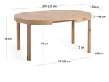 Colleen Dining Table Ø120(170)x120 - Oak