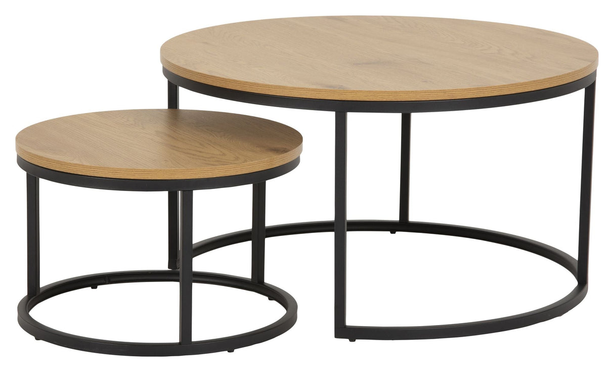 Spiro Coffee Table Set, Ø80/Ø50, Wild Oak Melamine/Black