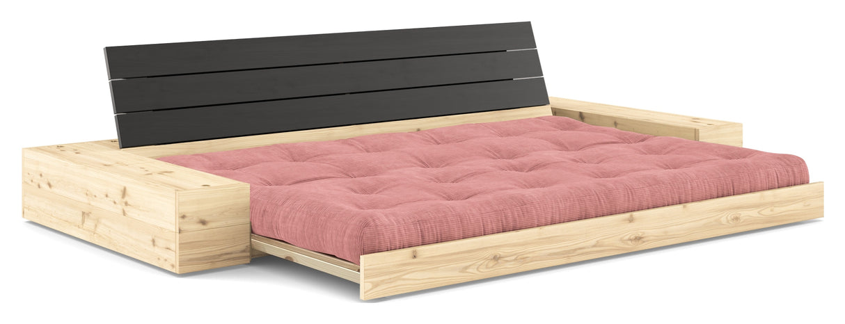 Base Sofa bed with Sideboxes, Sorbet Pink/black