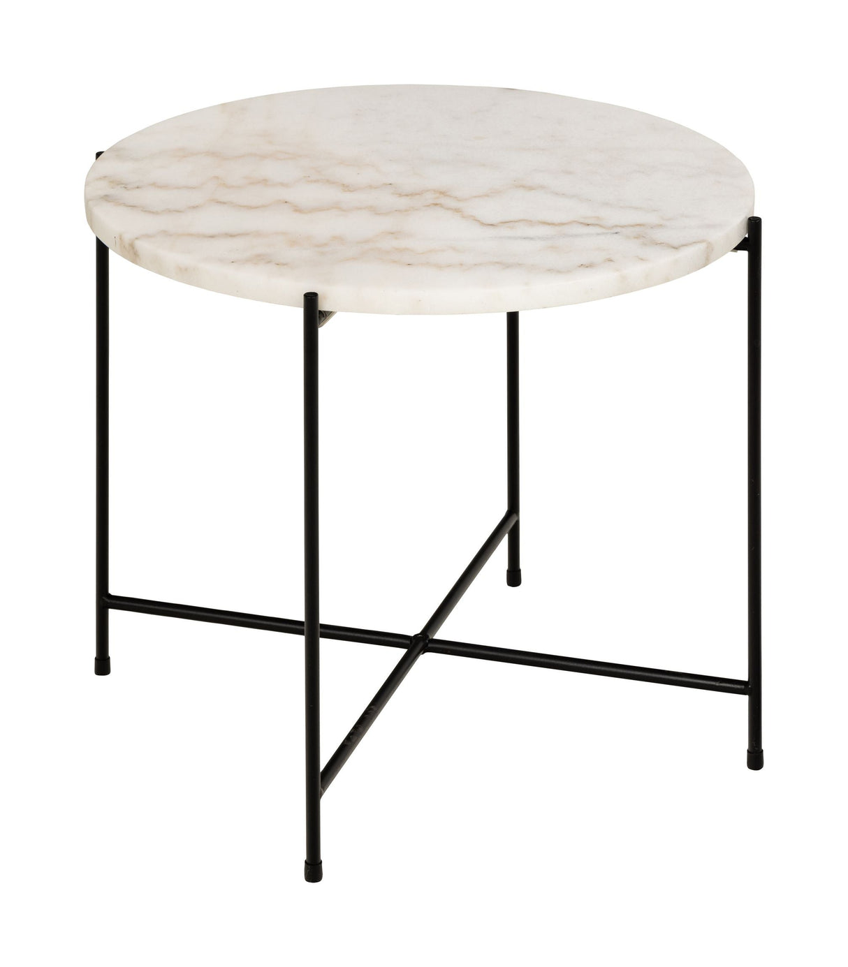 Avila Side table in polished white Guangxi marble, Ø52