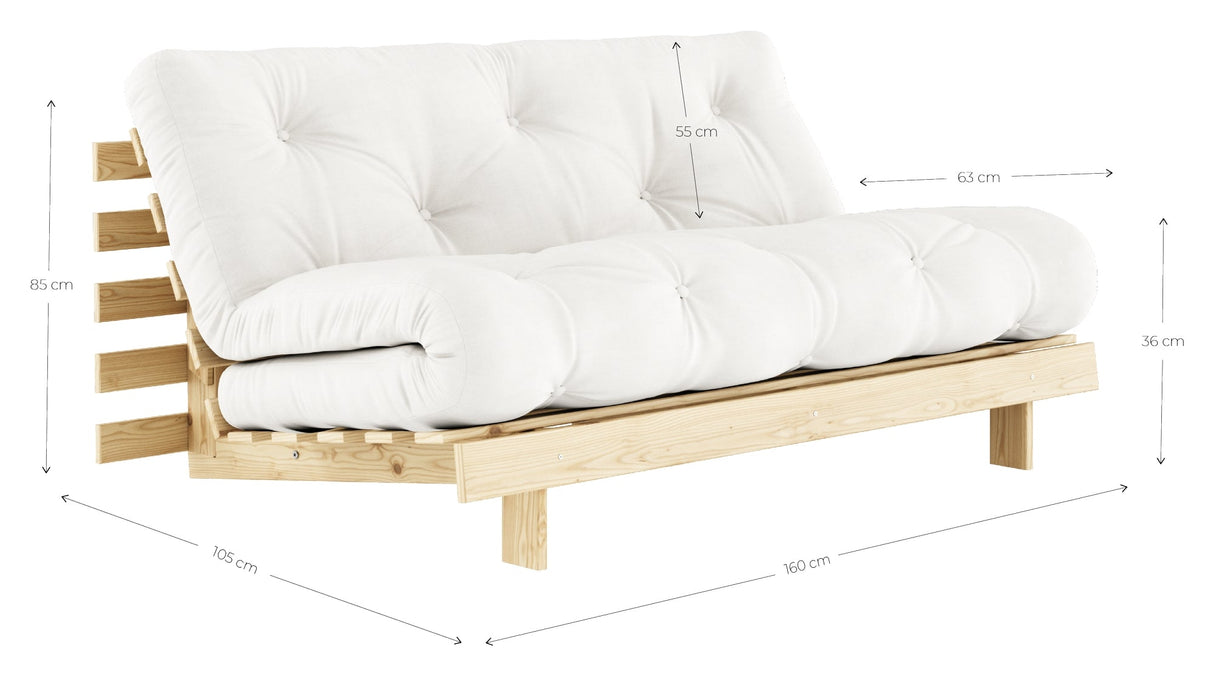 Roots 160 Sofa Bed, Pine/Beige,