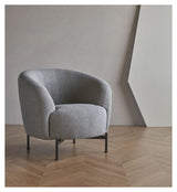 Spruce Armchair, Offwhite Bouclé, matte black metal leg