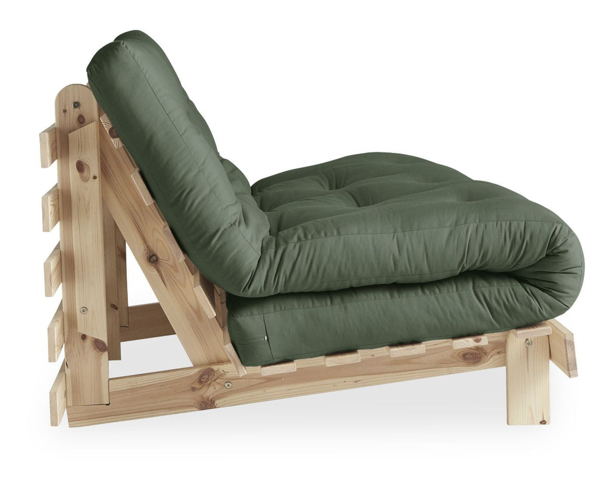 Roots 140 Sofa bed, Olive Green/Nature