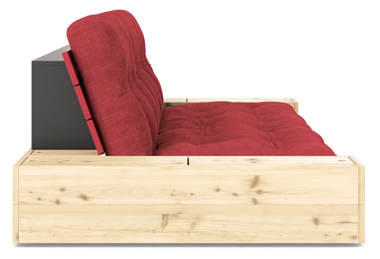 Base Sofa bed with Sideboxes, Ruby Red