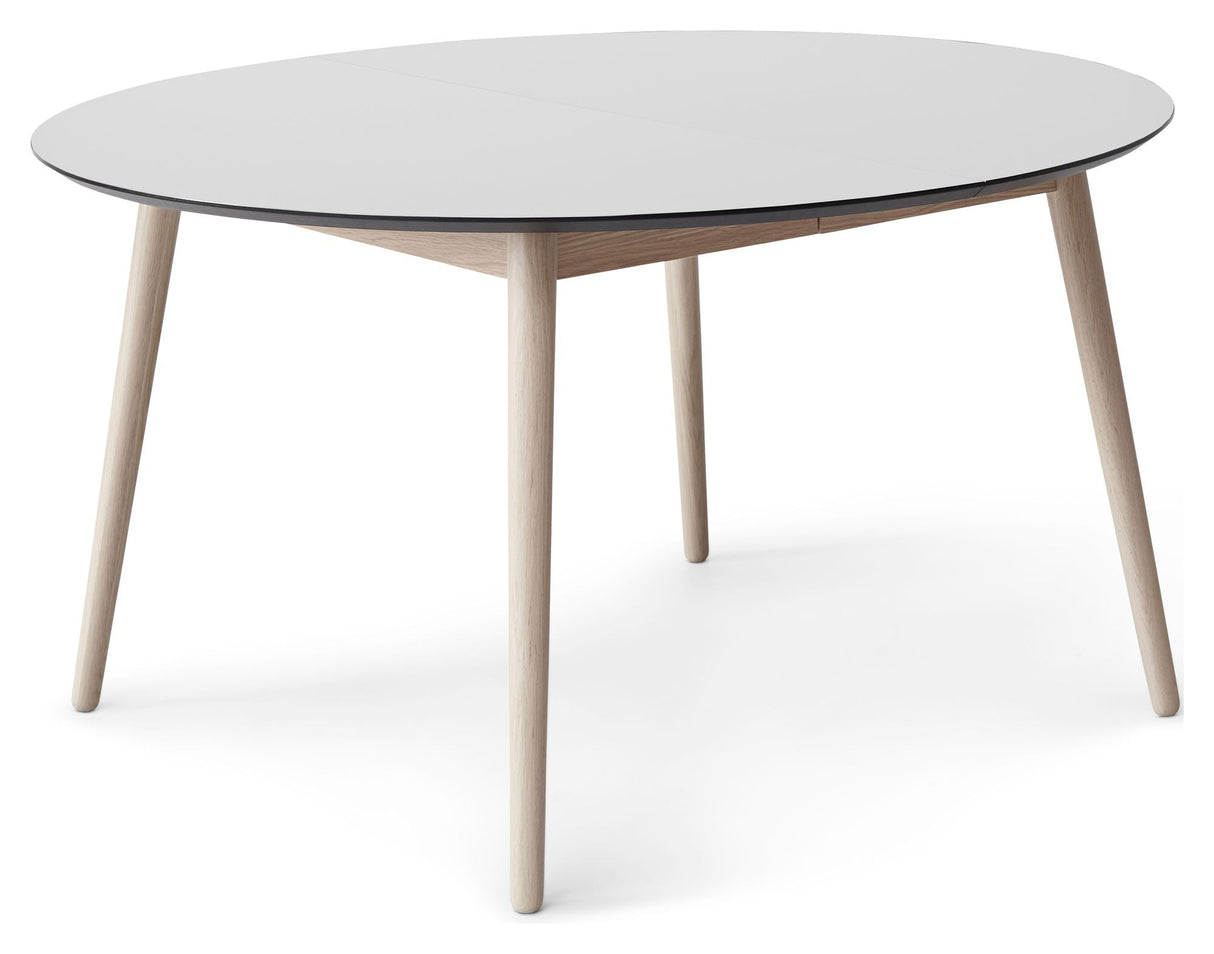 Meza Round Dining Table Ø135, White/Oak legs