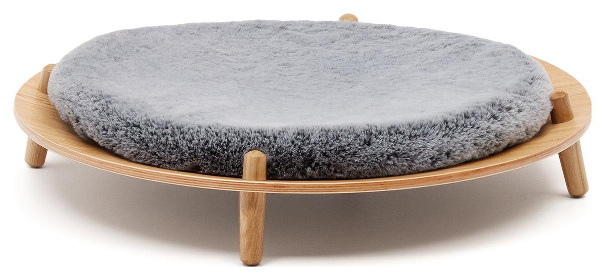 Bunola Bed for Pets, Ash Shavings and Pillow, Gray Fur, Ø70