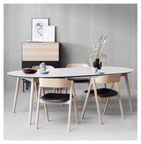 Meza Round Dining Table Ø135, White/Oak legs