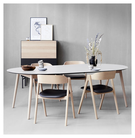 Meza Round Dining Table Ø135, White/Oak legs