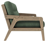 Grab Sofa bed, Brown lacquered pine, Olive Green