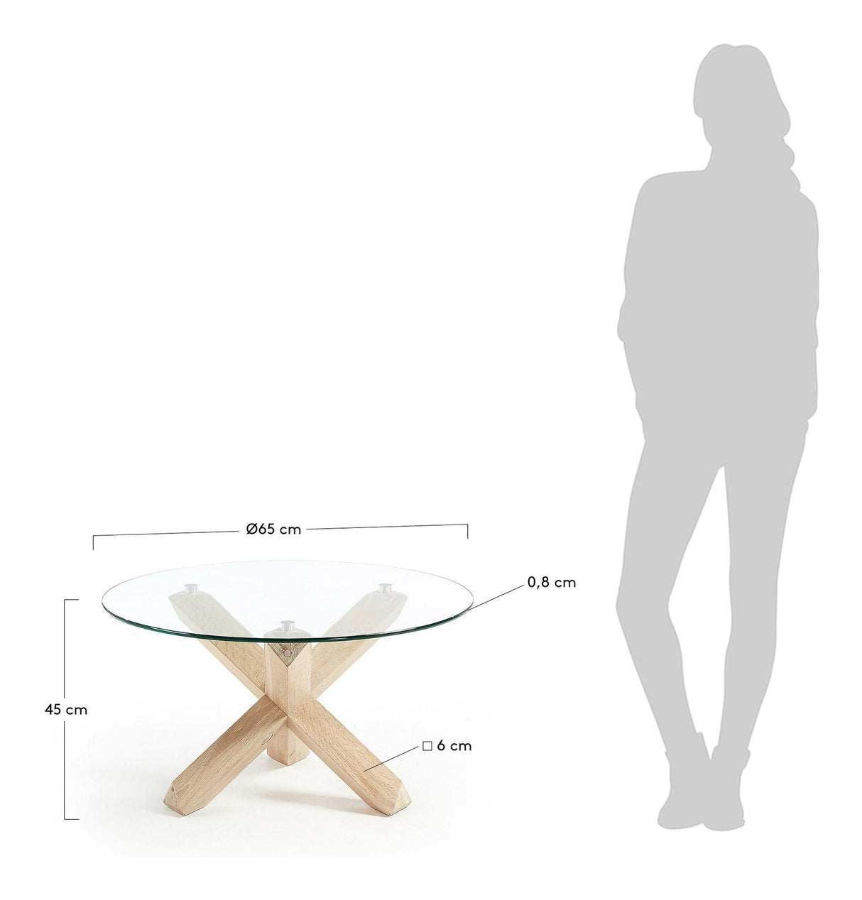 Lotus Coffee table, Nature, Tempered glass, Ø65