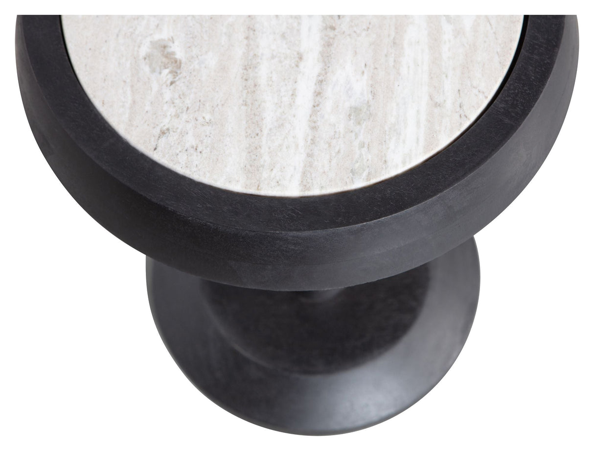 Nanne Side table Ø36 - Black w. marble top