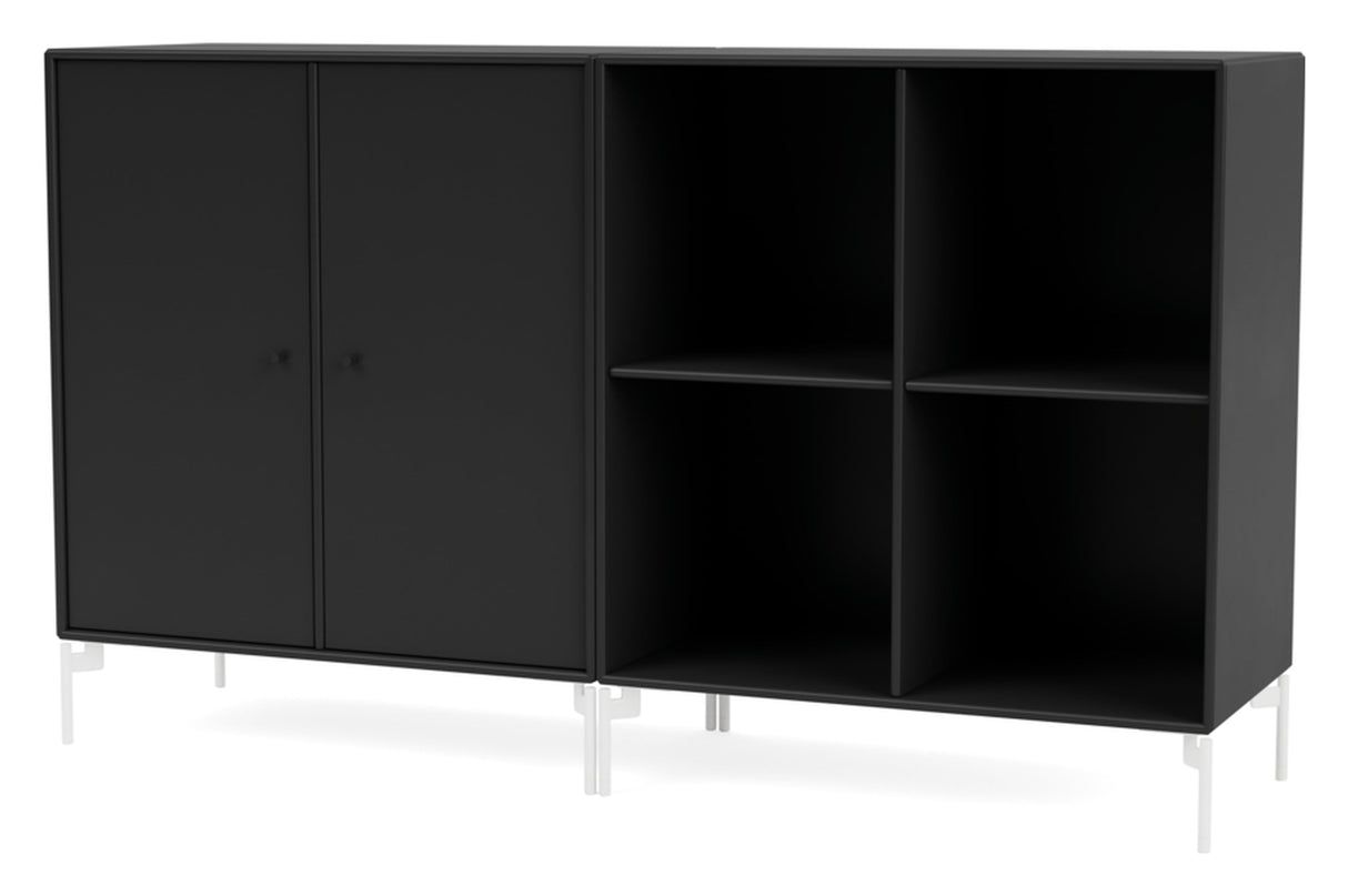 PAIR Classic sideboard with white legs, Black