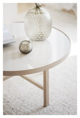 Marsden, coffee table Ø60 - beige ceramic/light oak