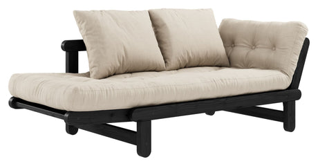 Beat Sofa bed, Black lacquered, Pine/Beige