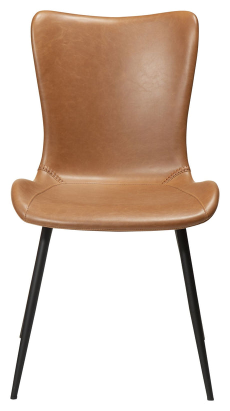 Medusa Dining chair, vintage light brown leatherette with black legs