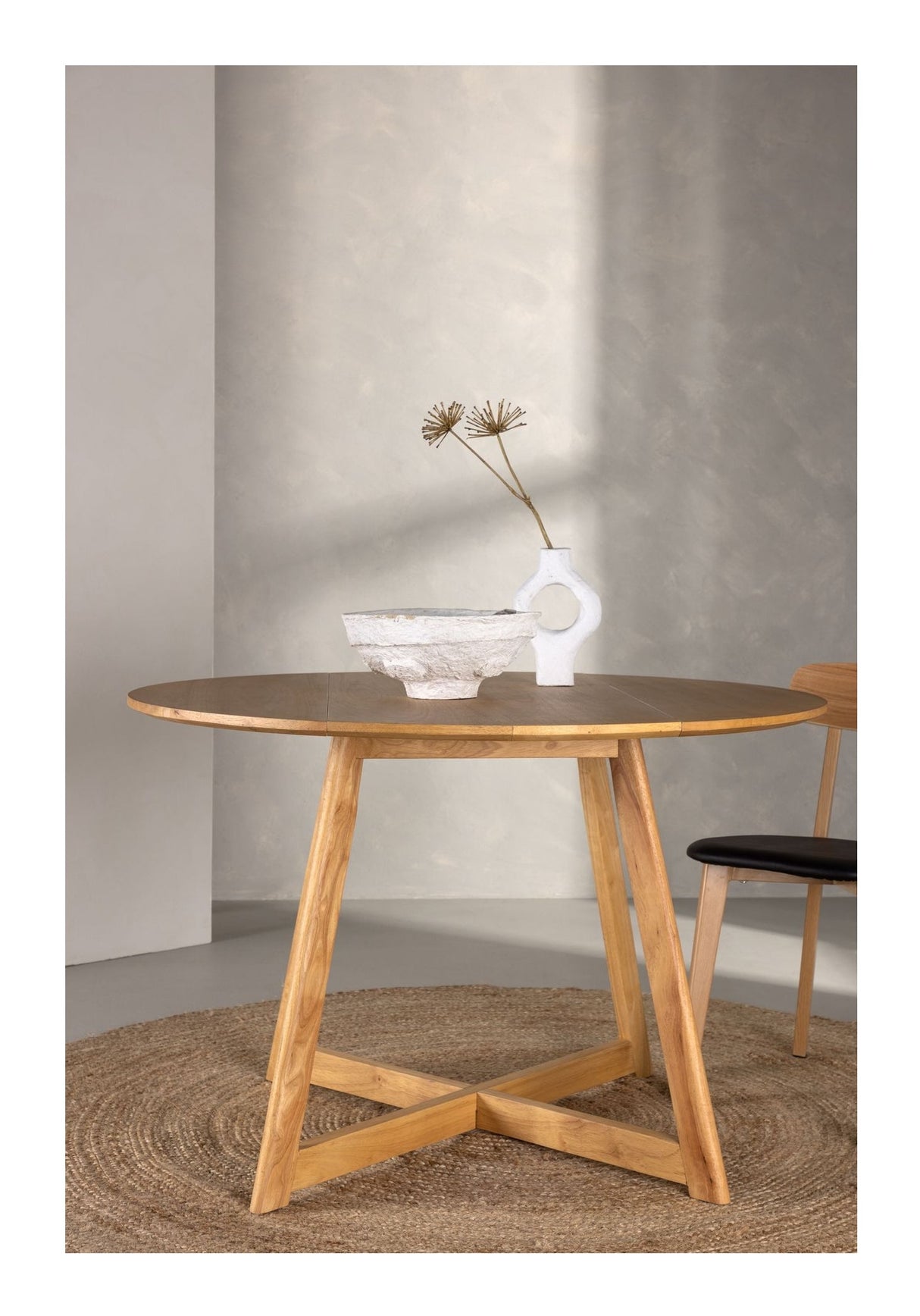 Yadikon Dining Table, Rubber Wood, Brown, Ø120