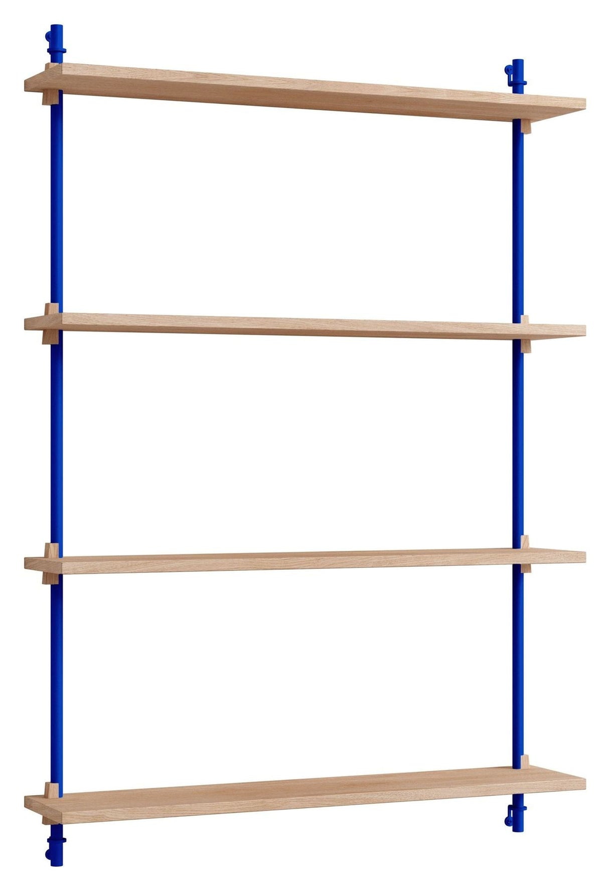 Wall Shelving, 1 bay, 4 shelves, H:115, Oak/Blue