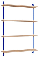 Wall Shelving, 1 bay, 4 shelves, H:115, Oak/Blue