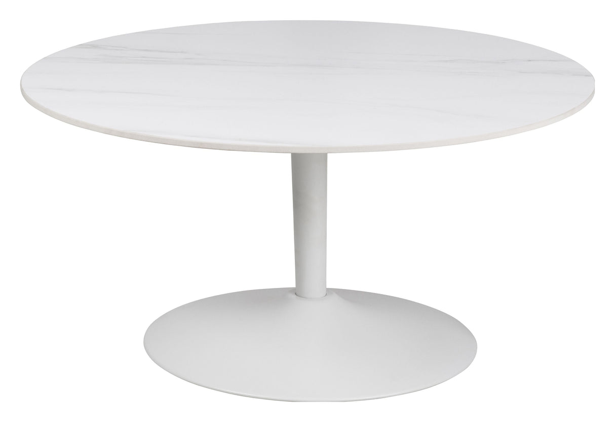 Malta Coffee Table, White Ceramic, Ø90