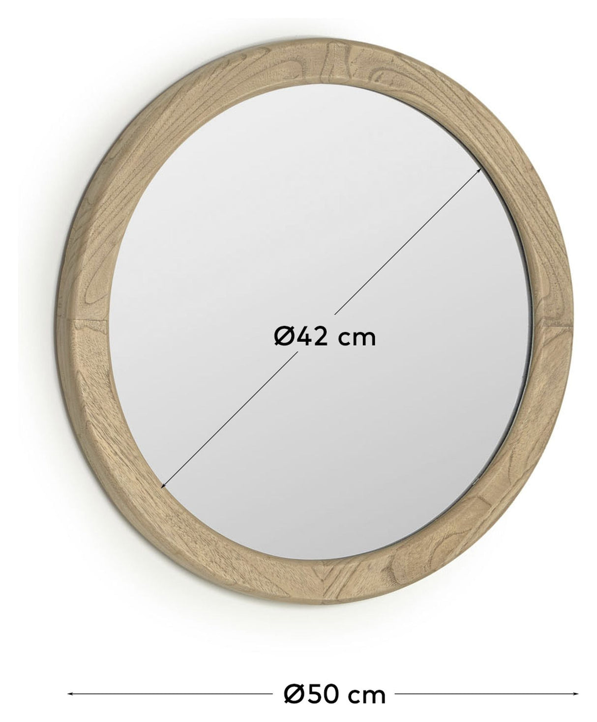 Alum Mirror with wooden frame, Ø50