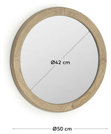 Alum Mirror with wooden frame, Ø50