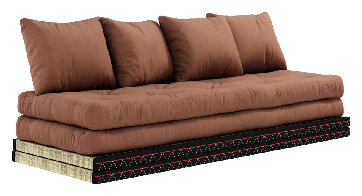 Chico Futon Sofa w. Tatami mats, clay brown