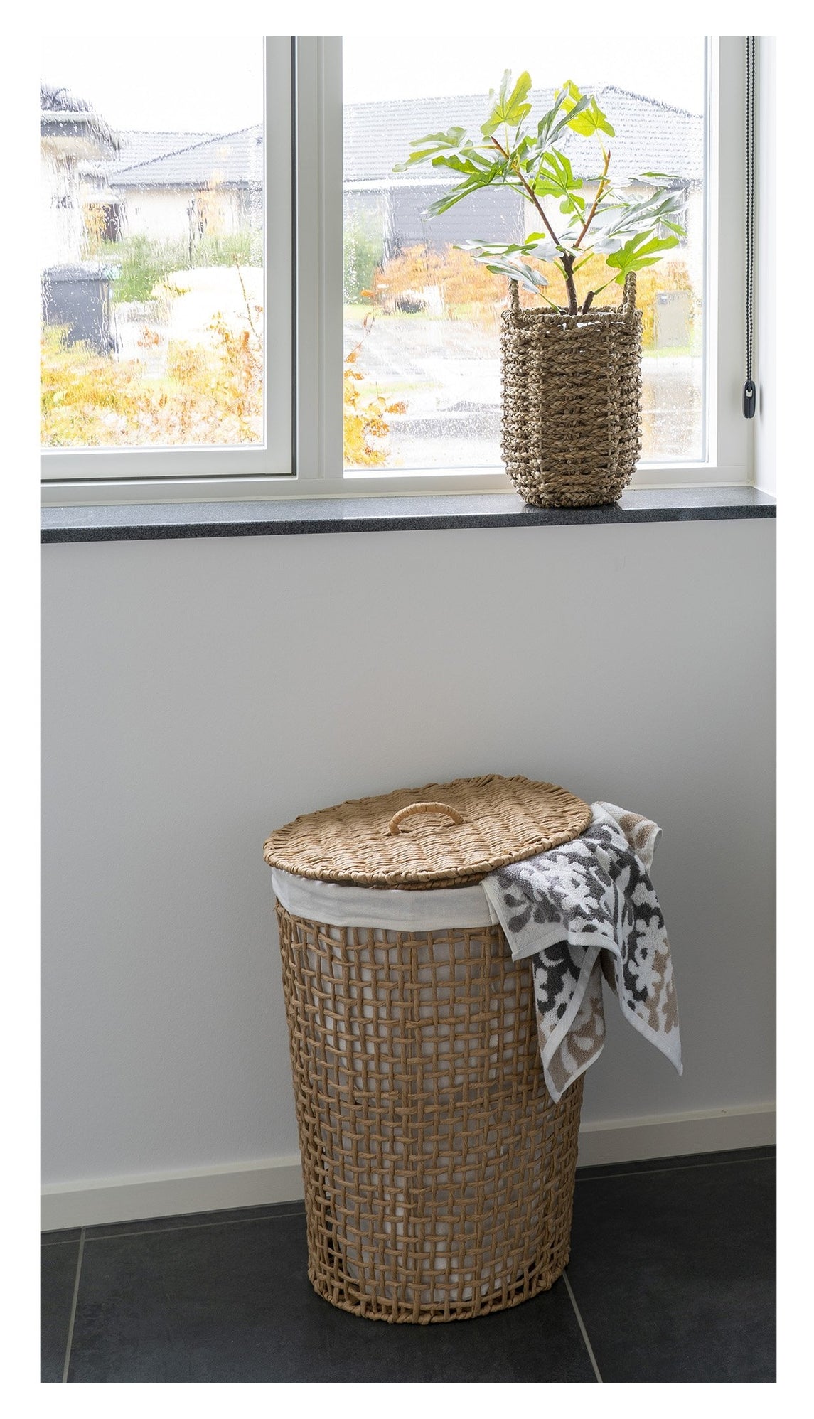 Pomal, Laundry basket Ø42, light brown/white