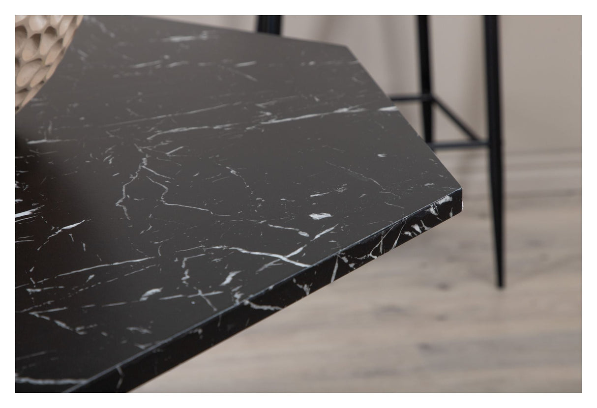 Marbs Dining table, Ø110, Black marble look