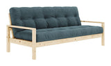 Knob Sofa bed, Lacquered pine, Pale Blue velvet