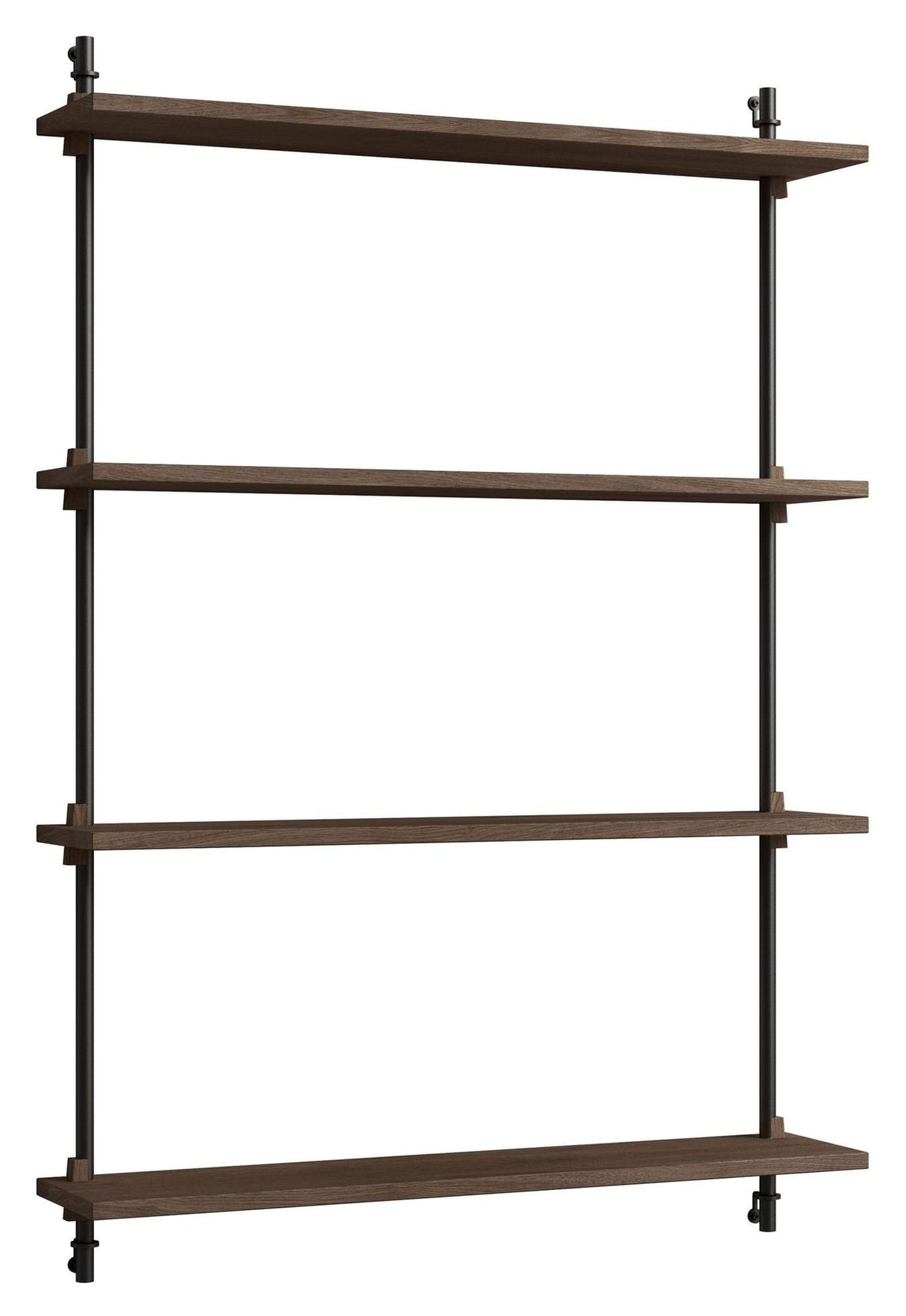 Wall Shelving, 1 bay, 4 shelves, H:115, Smoked Oak/Black