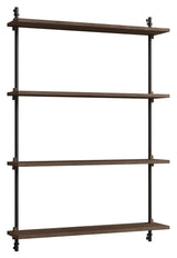 Wall Shelving, 1 bay, 4 shelves, H:115, Smoked Oak/Black