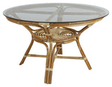 Vallda Dining table with glass, Ø120, Naturrattan