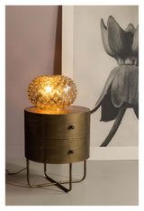 Glossy Side table with 2 drawers, Ø39, Antique brass