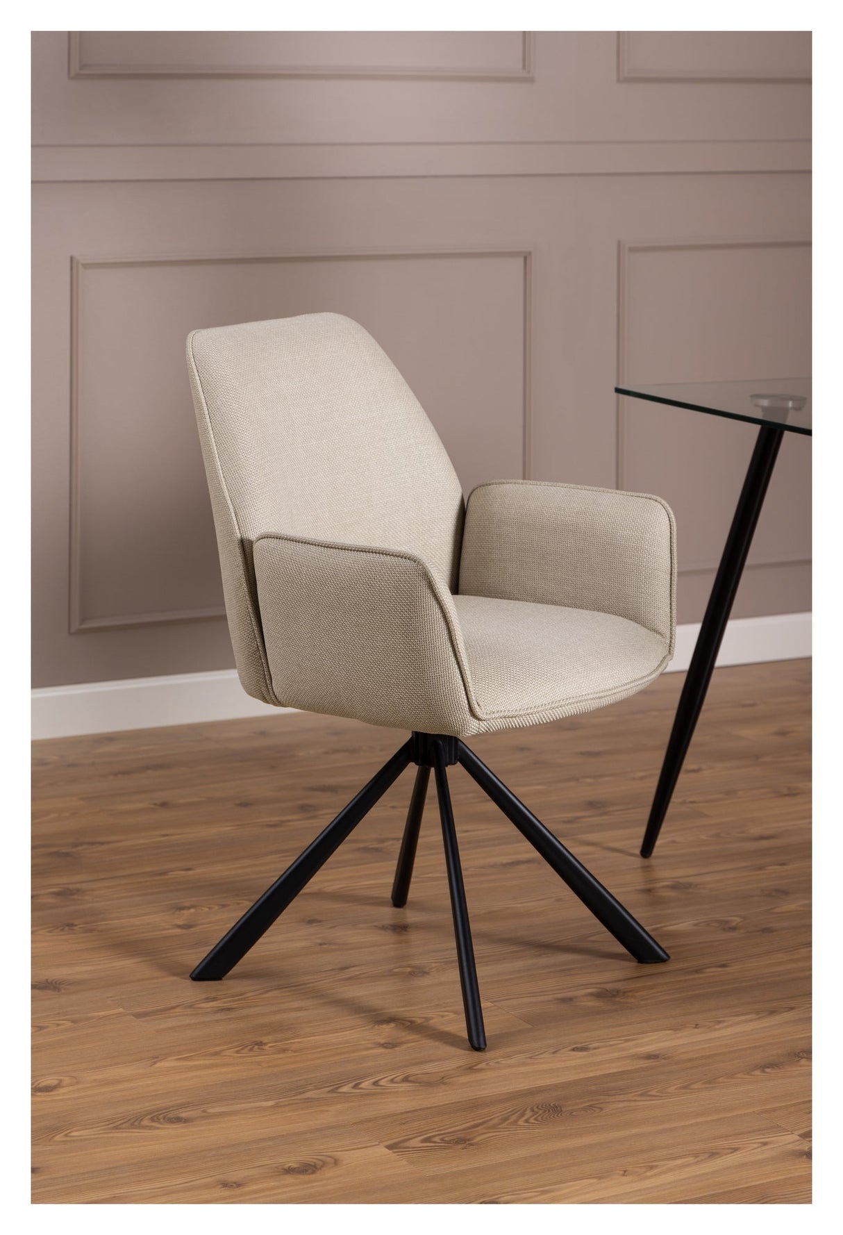 Glenda, dining chair w/armrests - beige