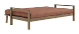 Knob Sofa bed, Brown lacquered pine, Clay Brown