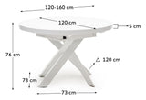 Vashti Retractable table, White glass and MDF, Ø120x120