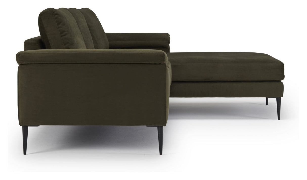 Nabbe 3-pers. Sofa with chaise longue, right, green fabric