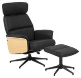 Alura Armchair with footstool, Black Leatherette