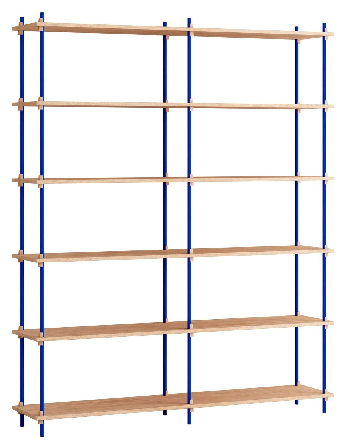 Shelving System, 2 bays, 12 shelves, H:200, Oak/Blue