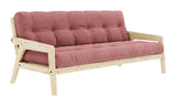 Grab Sofa Bed, Lacquered Pine, Sorbet Pink Velvet